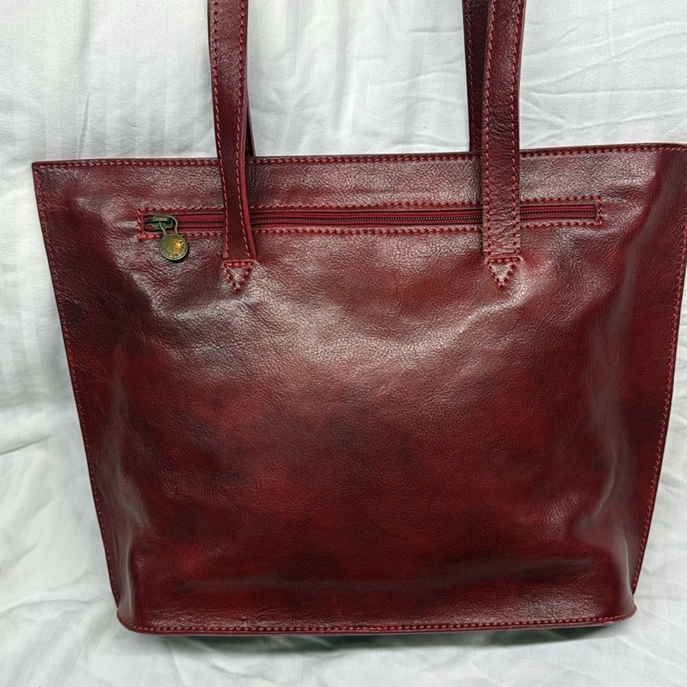 Burgundy Vera Pelle Italian Leather Tote Bag - Picture 2 of 9